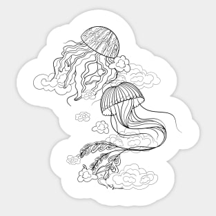 Space Jellyfish Line Art Sticker